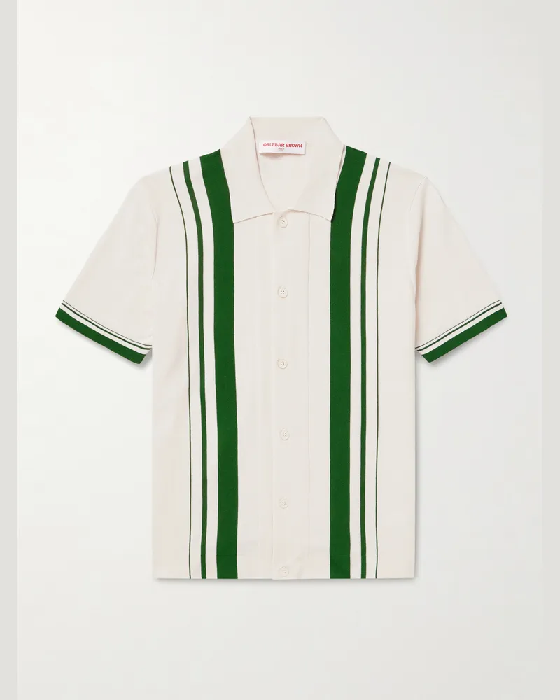 Orlebar Brown Tiernan Striped Organic Cotton Shirt Neutrals