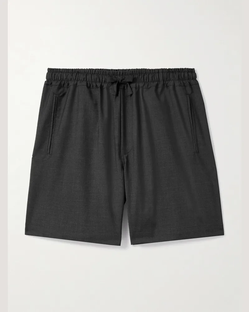 SAMAN AMEL Gerade geschnittene Shorts aus Wolle mit Kordelzugbund Grau