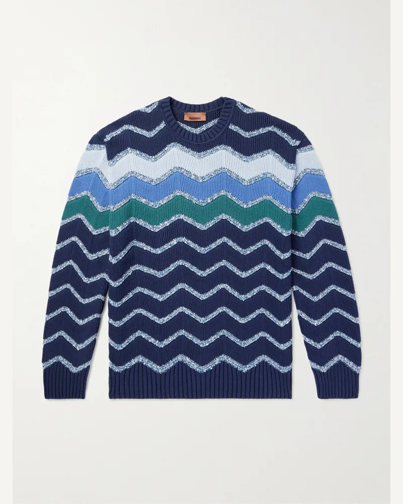 Missoni Metallic-Pullover aus einer Baumwollmischung Blau