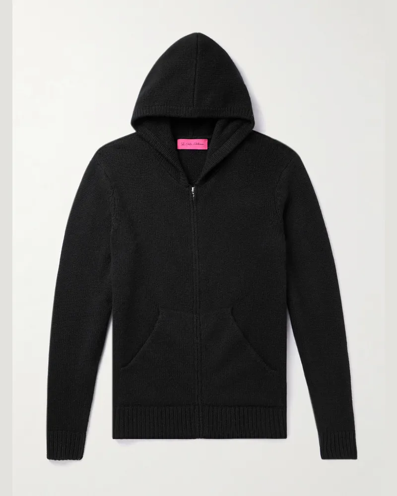 The Elder Statesman Cashmere Zip-Up Hoodie Black
