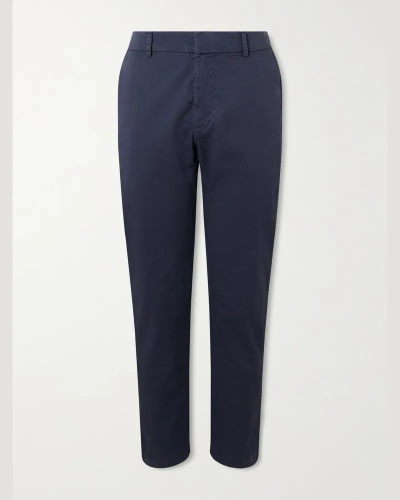 BARENA Tapered Stretch-Cotton Gabardine Trousers Blue