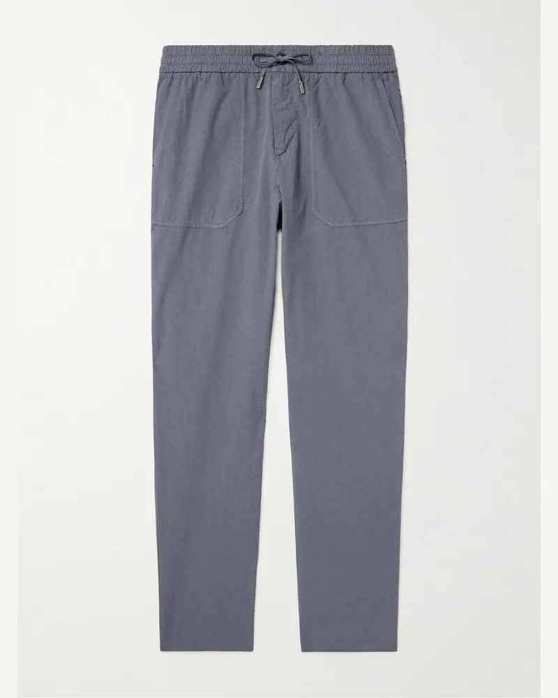 MR P. Joe Tapered Garment-Dyed Cotton-Blend Poplin Cargo Drawstring Trousers Gray