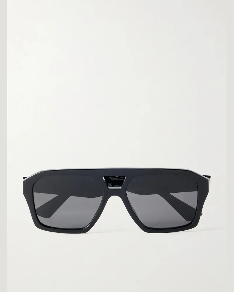 Bottega Veneta New Entry Ribbon Aviator-Style Recycled Acetate Sunglasses Black