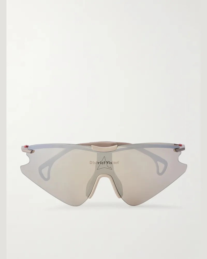District Vision ROA Kohei Aero Blade Ti Laufsport-Sonnenbrille mit D-Rahmen aus Polycarbonat und Titan Grau