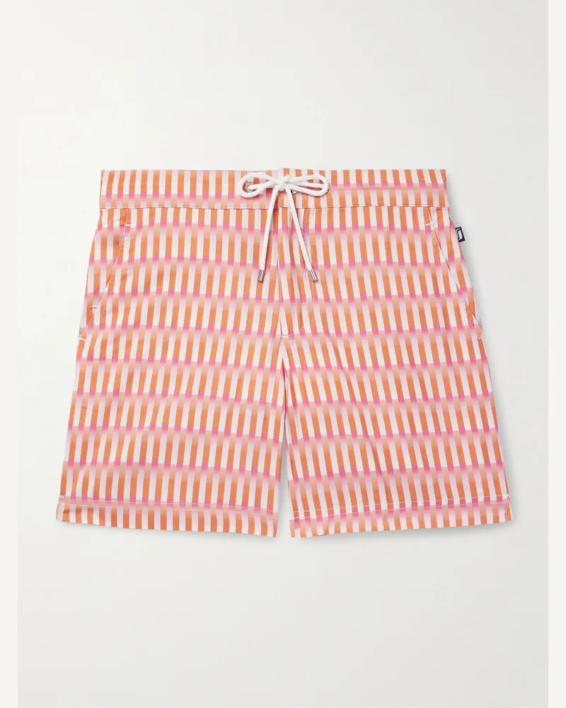 Richard James Gerade geschnittene mittellange Badeshorts aus recyceltem Material mit Streifen Pink