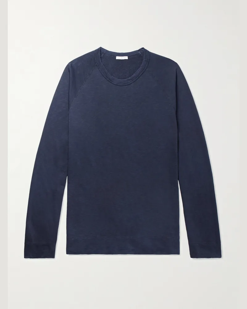 James Perse Loopback Supima Cotton-Jersey Sweatshirt Blue