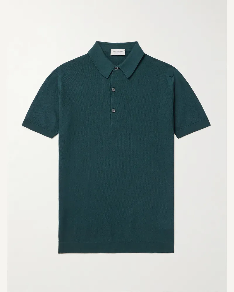 John Smedley Roth Slim-Fit Sea Island Cotton-Piqué Polo Shirt Green