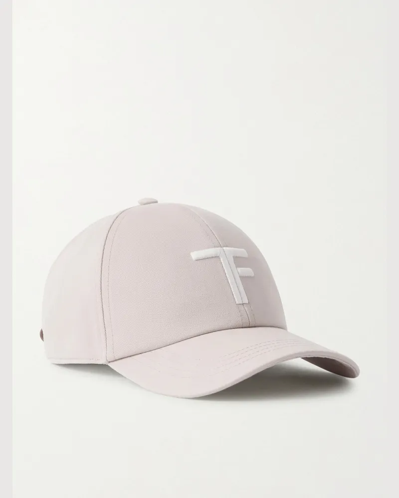 Tom Ford Baseballkappe aus Baumwoll-Twill mit Logostickerei und Lederbesatz Neutral