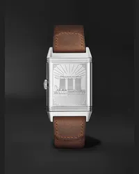 Jaeger-LeCoultre Reverso Classic Large Singapore 45,6 mm Uhr aus Edelstahl mit kleiner Sekunde, Handaufzug und Lederarmband, Ref.-Nr.: JLQ385852G Weiß