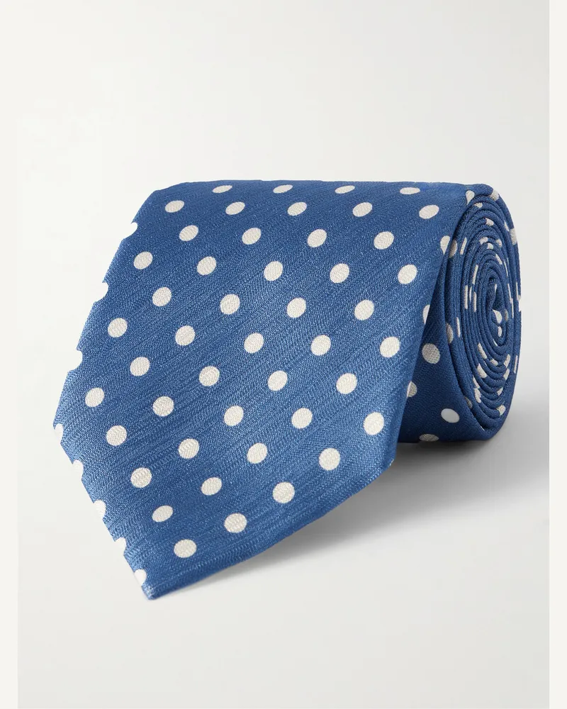 Tom Ford 8cm Polka-Dot Silk-Jacquard Tie Blue