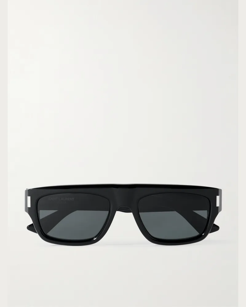 Saint Laurent Sonnenbrille mit D-Rahmen aus recyceltem Azetat Schwarz
