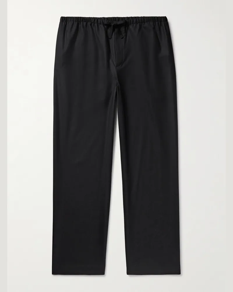 The Row Xon gerade geschnittene Hose aus Schurwollflanell mit Kordelzugbund Schwarz