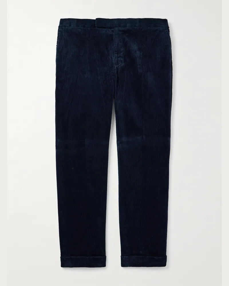 Ralph Lauren Chester schmal zulaufende Anzughose aus Cord aus einer Baumwollmischung Blau