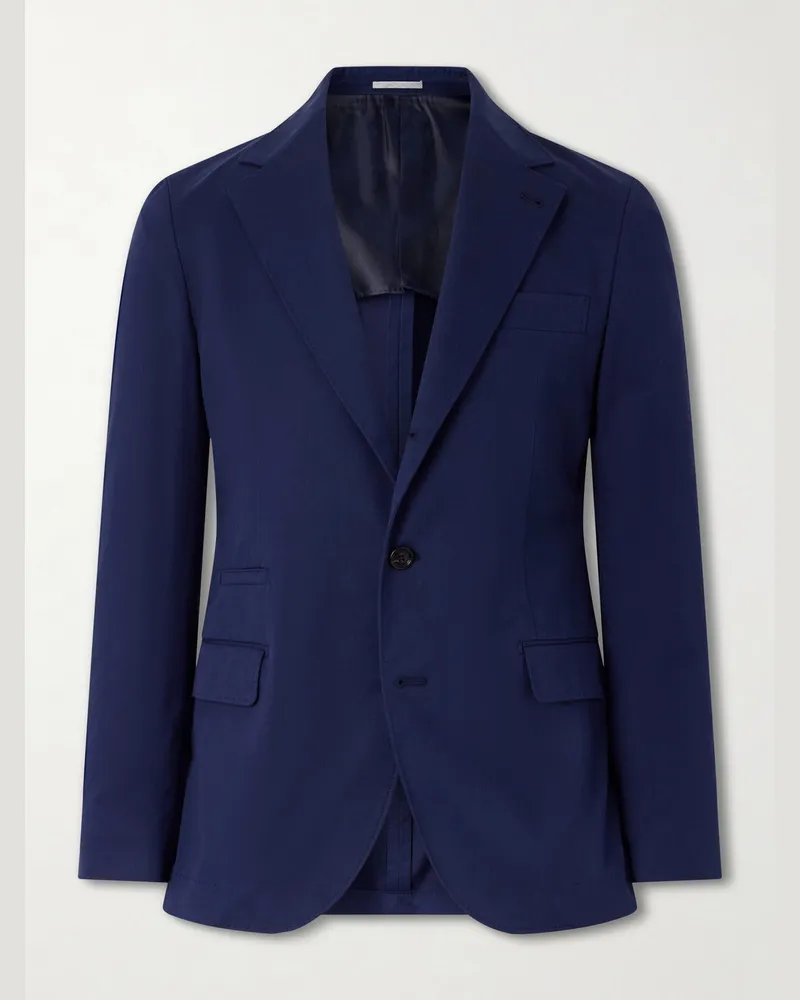 Brunello Cucinelli Cotton-Blend Suit Jacket Blue