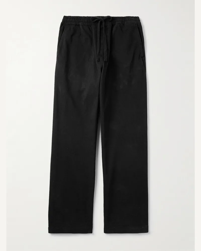 Carhartt WIP Floyde gerade geschnittene Hose aus Stretch-Baumwoll-Twill mit Kordelzugbund in Stückfärbung Schwarz