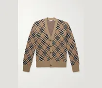Checked Jacquard-Knit Wool-Blend Cardigan