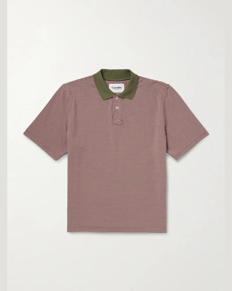 Corridor Polohemd aus Baumwoll-Piqué mit Streifen Pink