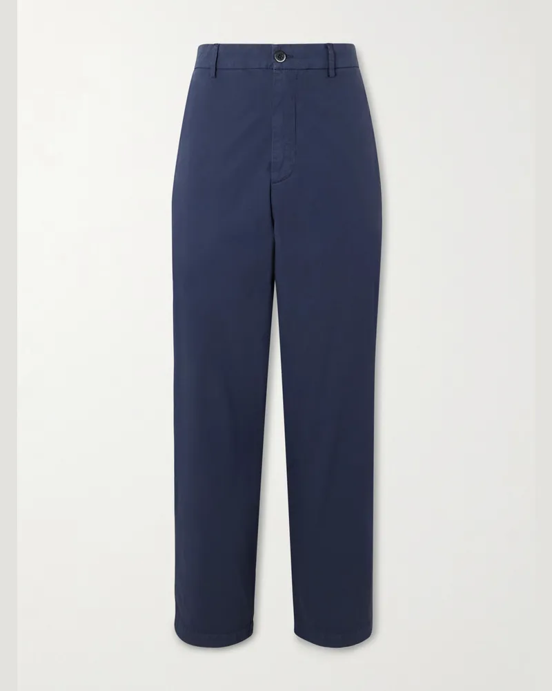 BARENA Straight-Leg Garment-Dyed Cotton-Blend Suit Trousers Blue