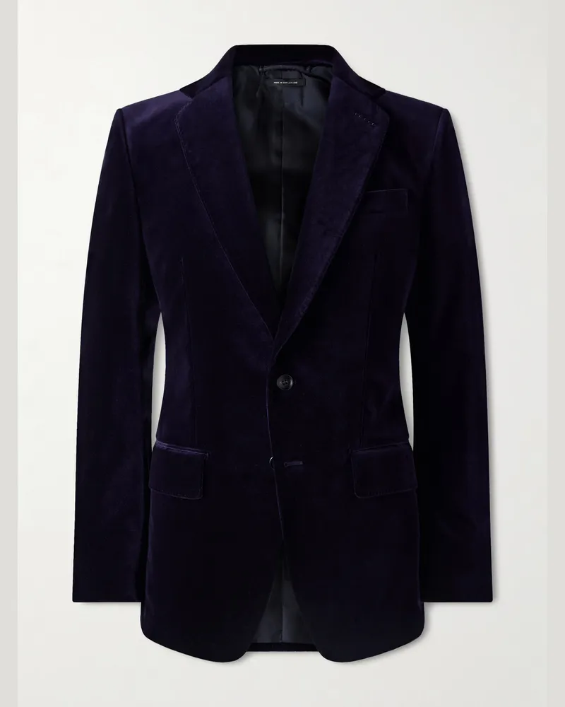 Tom Ford Atticus Slim-Fit Cotton-Blend Velvet Blazer Purple