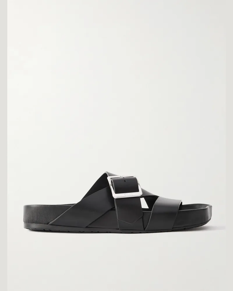 Loewe Paula's Ibiza Ease Pantoletten aus Leder mit Schnalle Schwarz