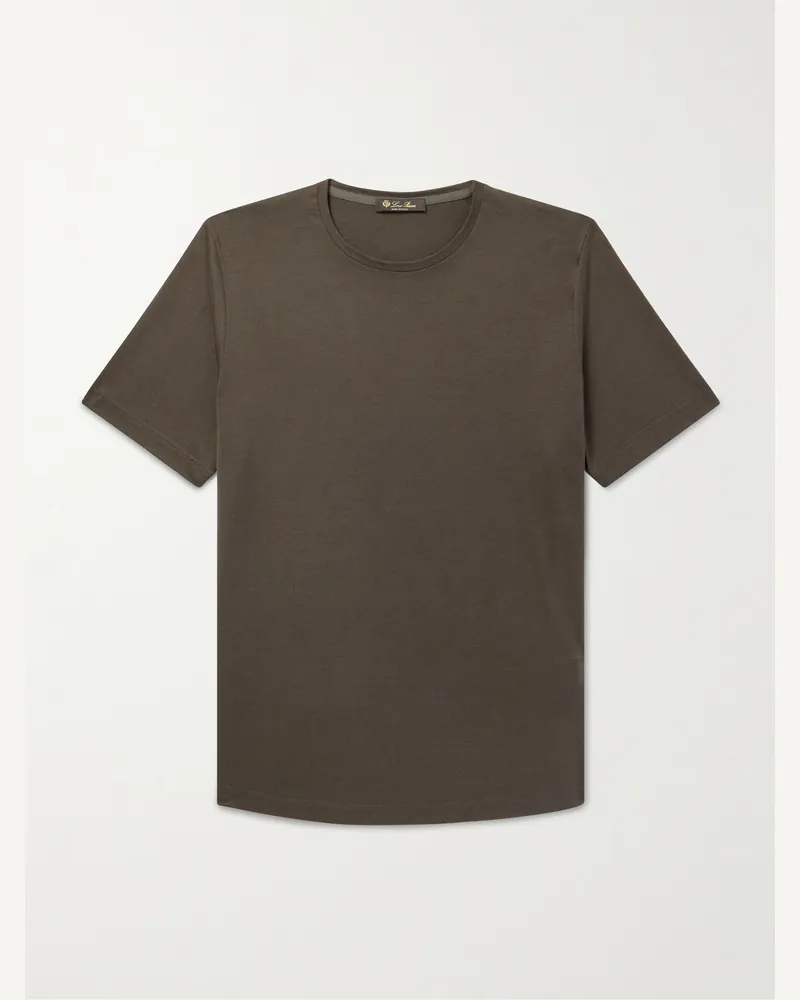 Loro Piana T-Shirt aus Jersey aus einer Seiden-Baumwollmischung Grün