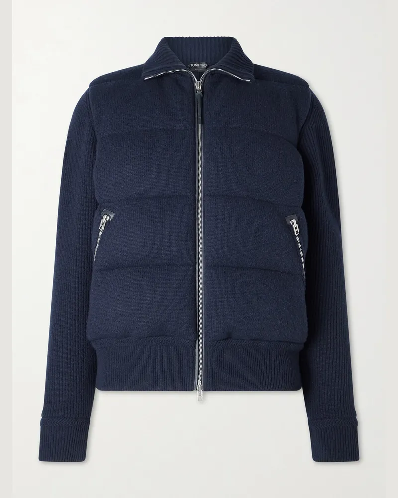 Tom Ford Slim-Fit Quilted Wool Down Jacket Blue