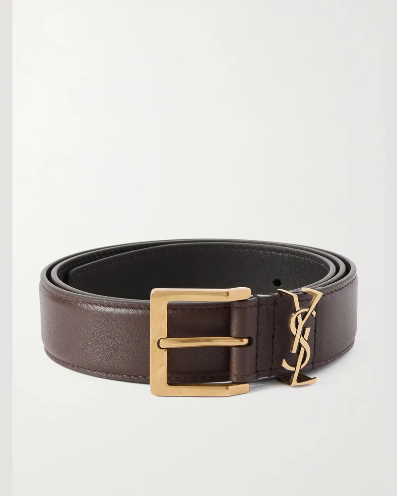 Saint Laurent 3cm Leather Belt Burgundy