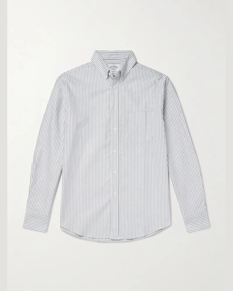 Portuguese Flannel Belavista Hemd aus Baumwoll-Oxford mit Button-Down-Kragen und Nadelstreifen Grau
