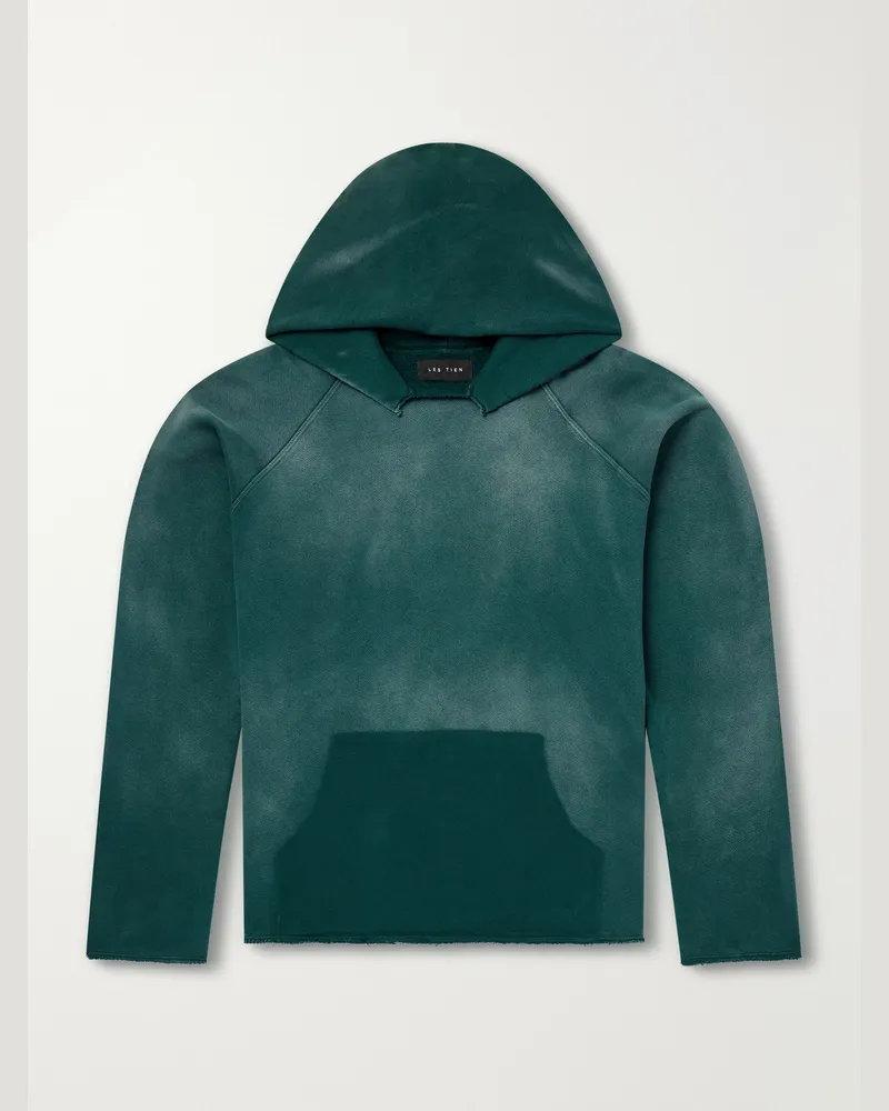 LES TIEN Cotton-Jersey Raglan Hoodie Green