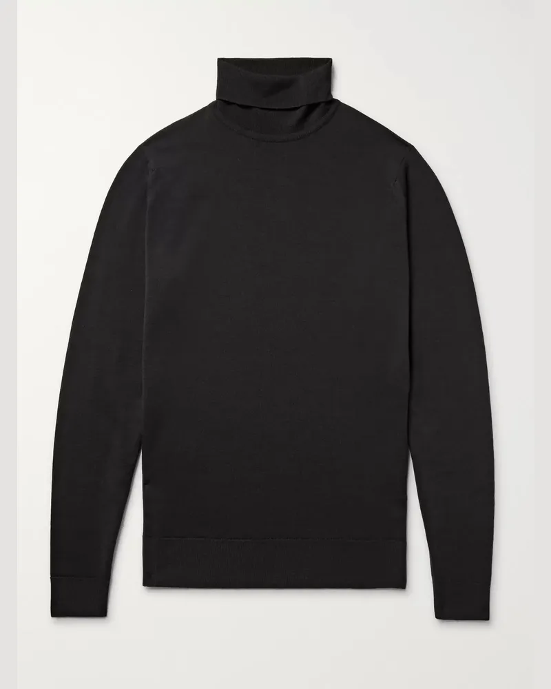 John Smedley Cherwell Merino Wool Rollneck Sweater Black
