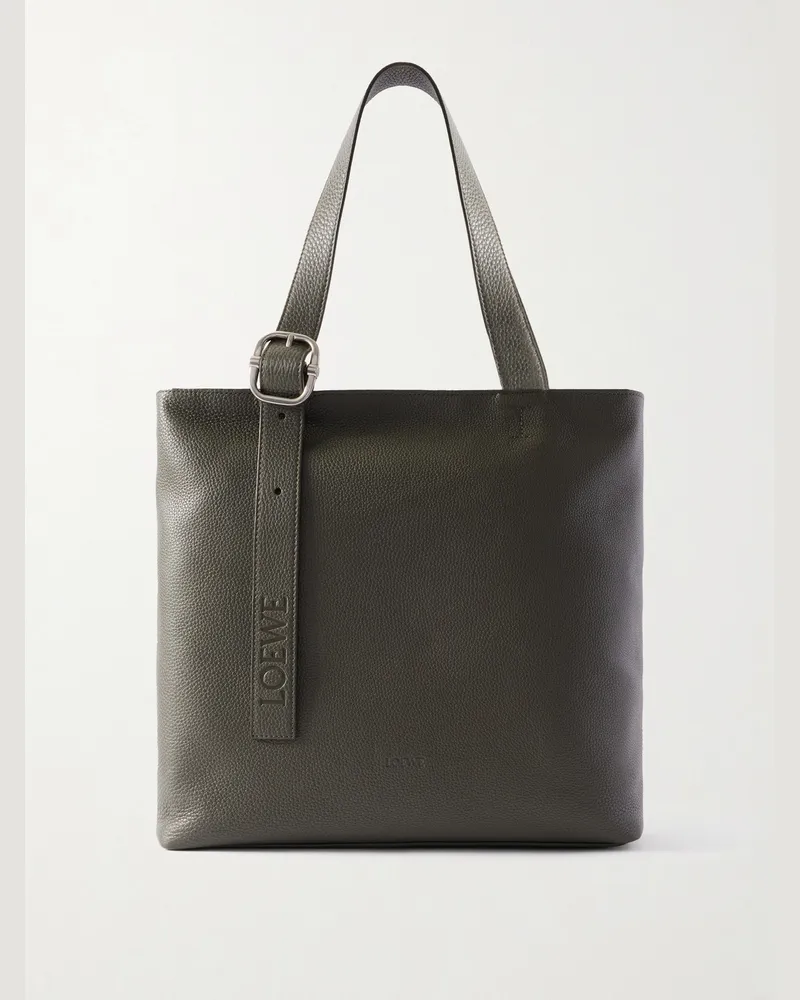 Loewe Loop Logo-Debossed Full-Grain Leather Tote Bag Green