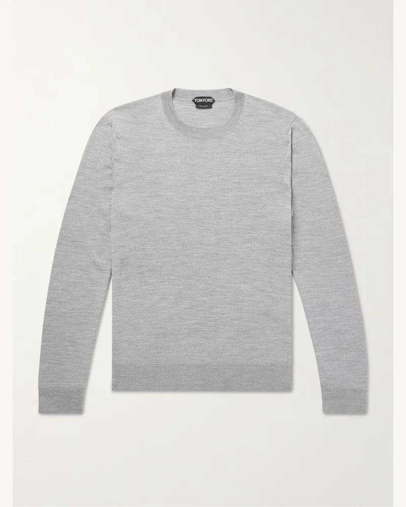 Tom Ford Schmal geschnittener Pullover aus Wolle Grau