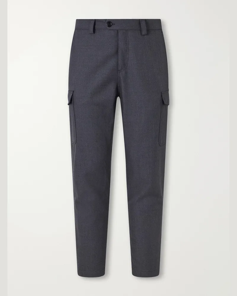 Brunello Cucinelli Tapered Virgin Wool-Twill Cargo Trousers Gray