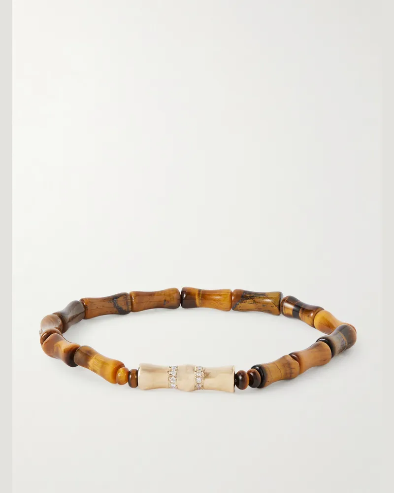 Luis Morais Armband mit Tigerauge und Details aus 14 Karat Gold Braun