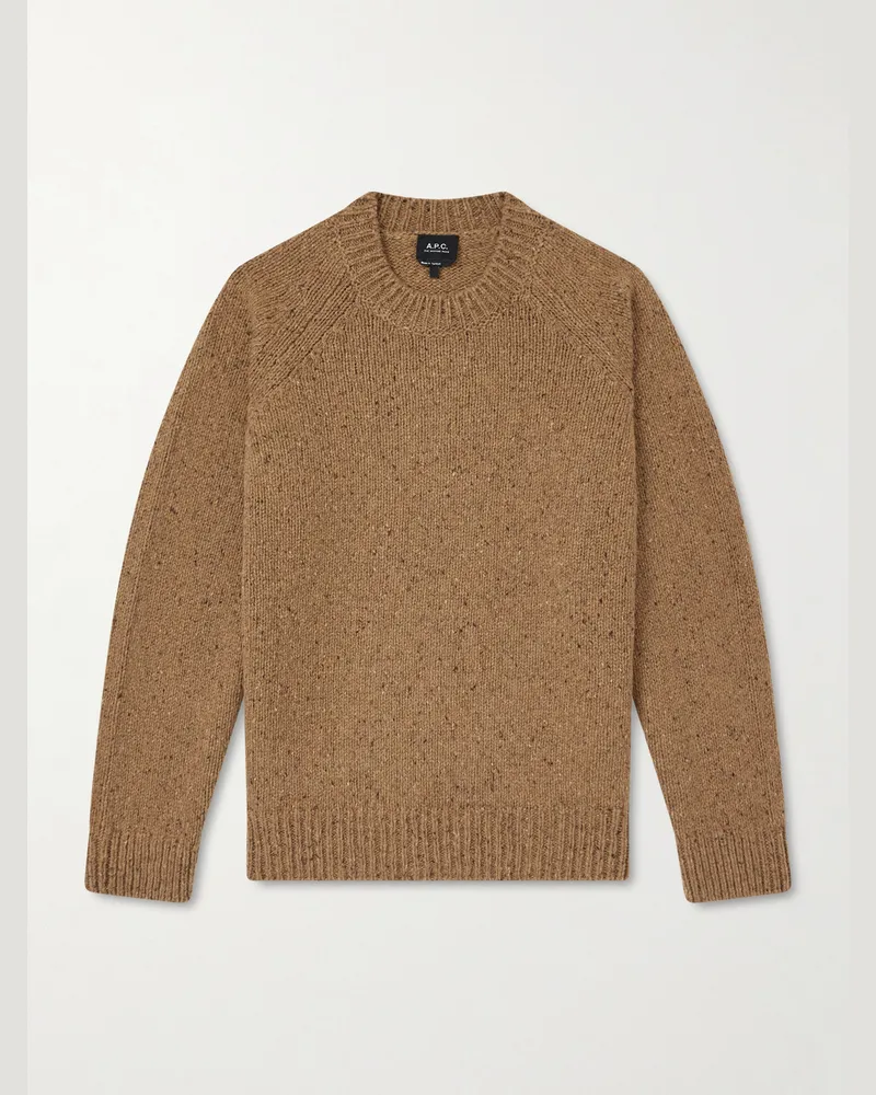 A.P.C. Harris Pullover aus gesprenkelter Schurwolle Braun