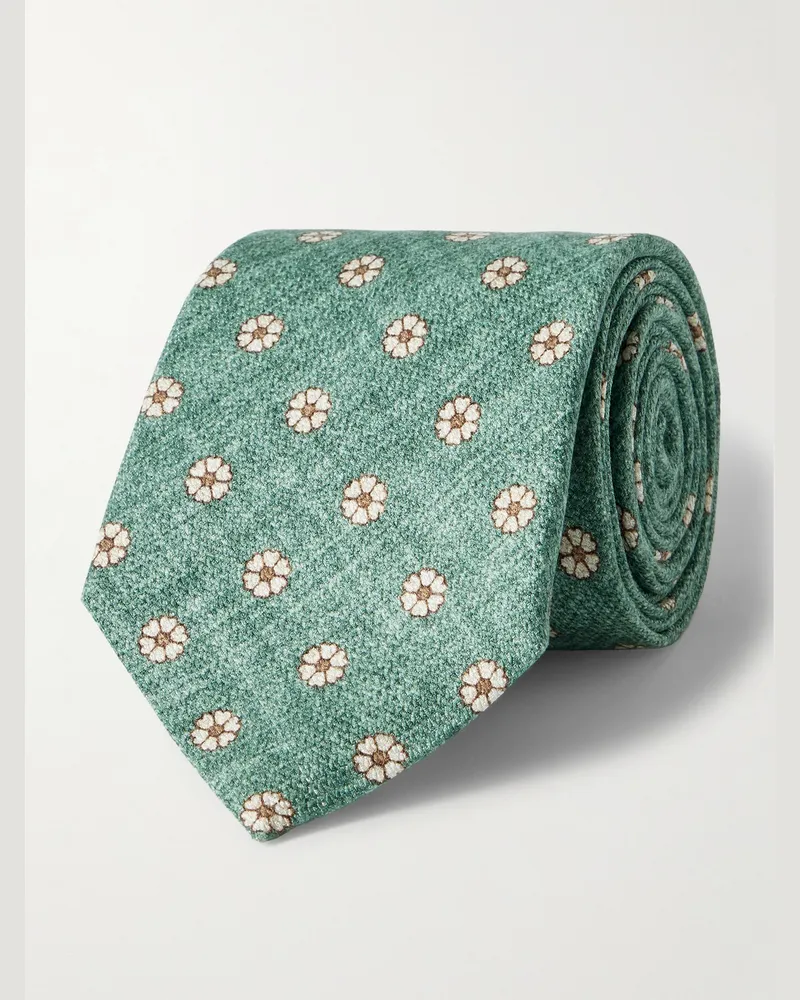 Favourbrook Osterley Krawatte aus Seide mit Blumenprint, 7,5 cm Grün