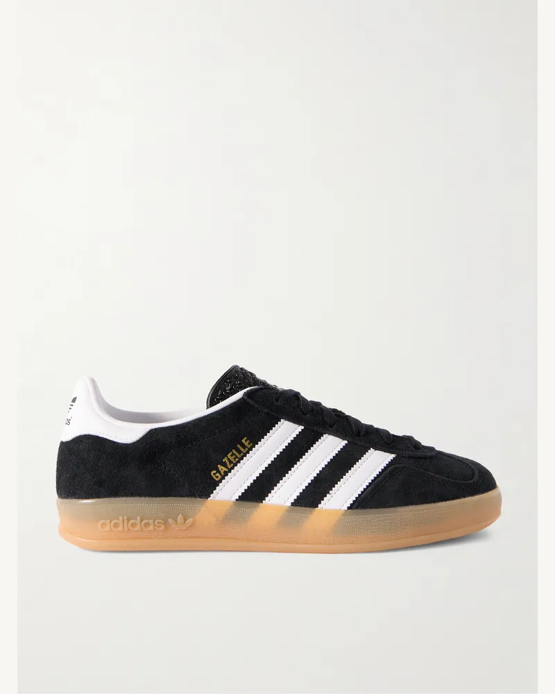 adidas Gazelle Indoor Sneakers aus Veloursleder mit Kunstlederbesatz Schwarz