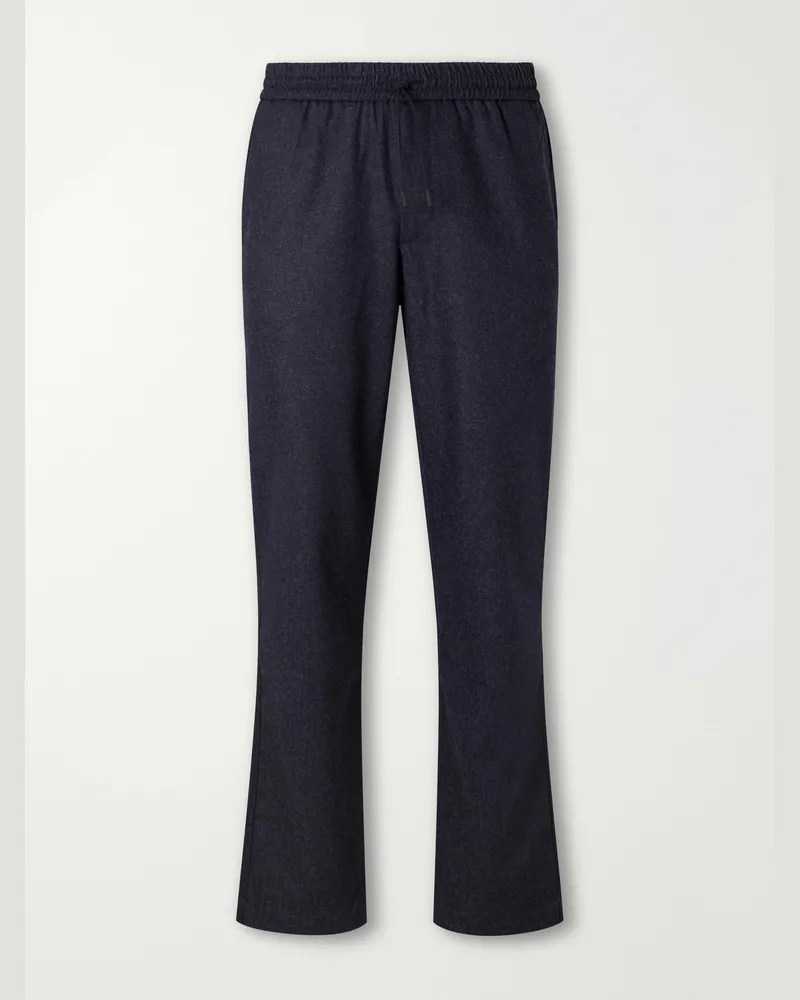 SEASE Mindset Straight-Leg Wool-Flannel Drawstring Trousers Blue