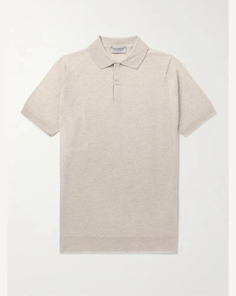 John Smedley Payton Slim-Fit Wool Polo Shirt Neutrals