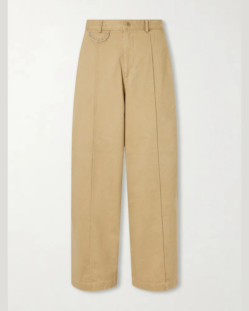 KAPITAL Boogie Day Straight-Leg Panelled Cotton-Twill Trousers Neutrals