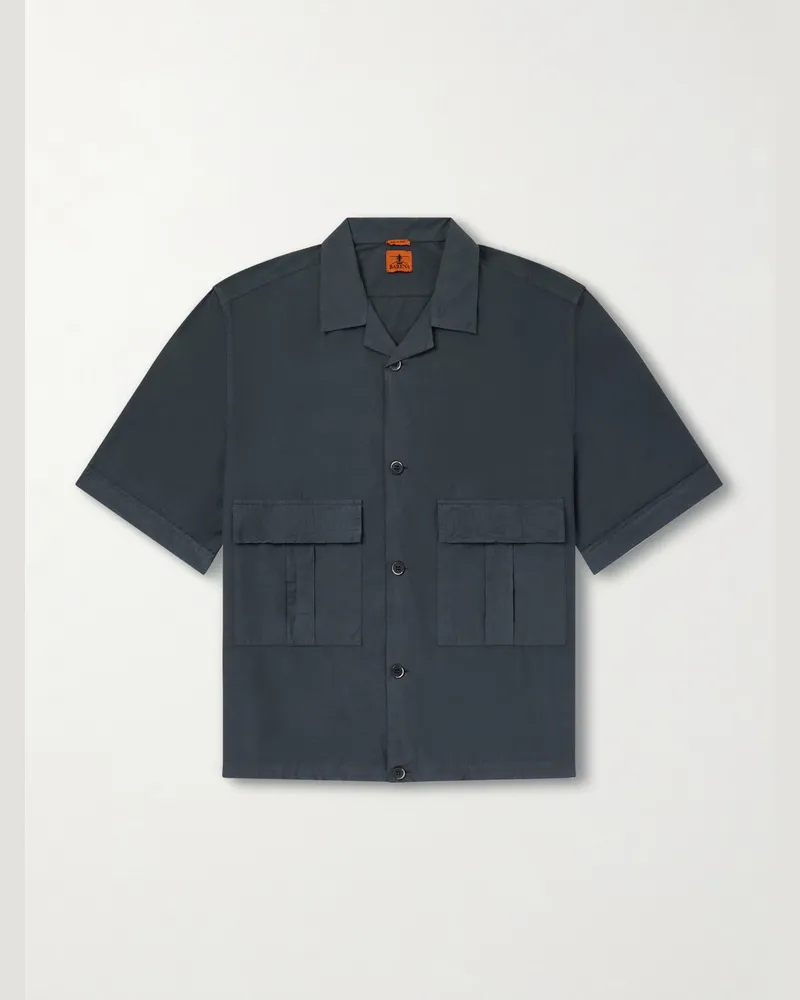 BARENA Hemd aus Baumwollpopeline mit Reverskragen Grau