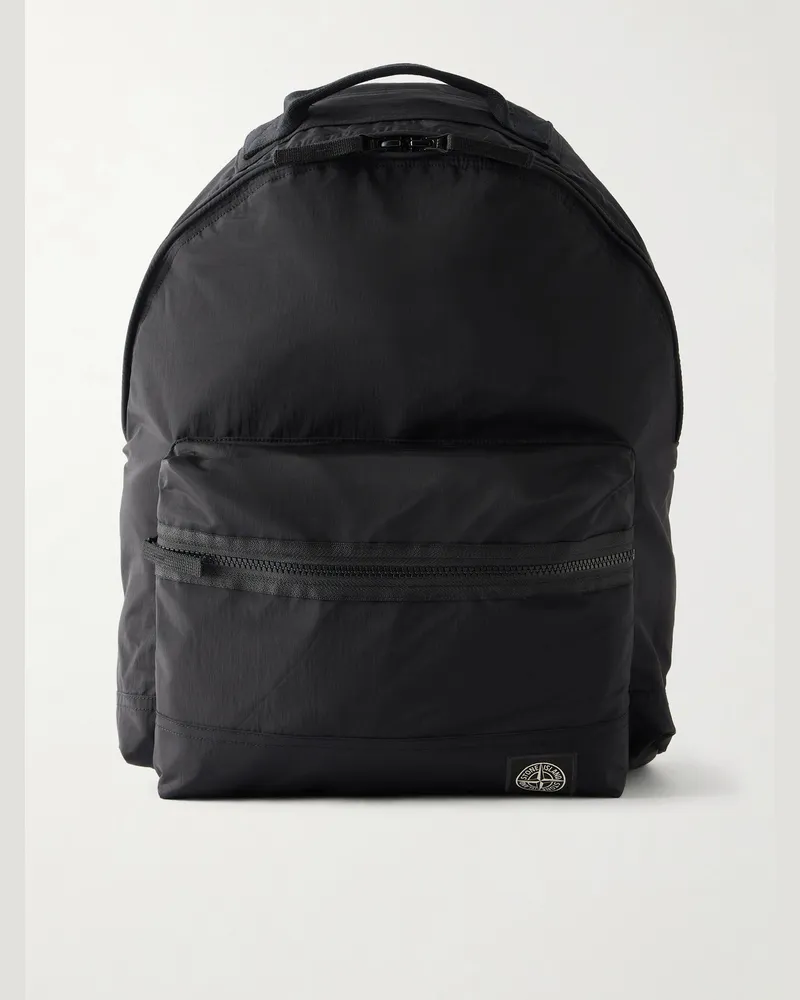 Stone Island Logo-Appliqué Shell Backpack Black
