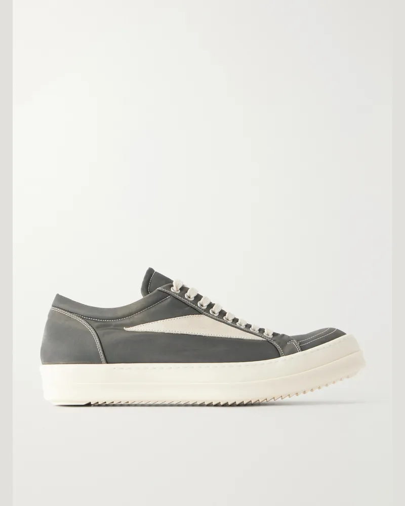 DRKSHDW by Rick Owens Vintage Suede-Trimmed Denim Sneakers Gray