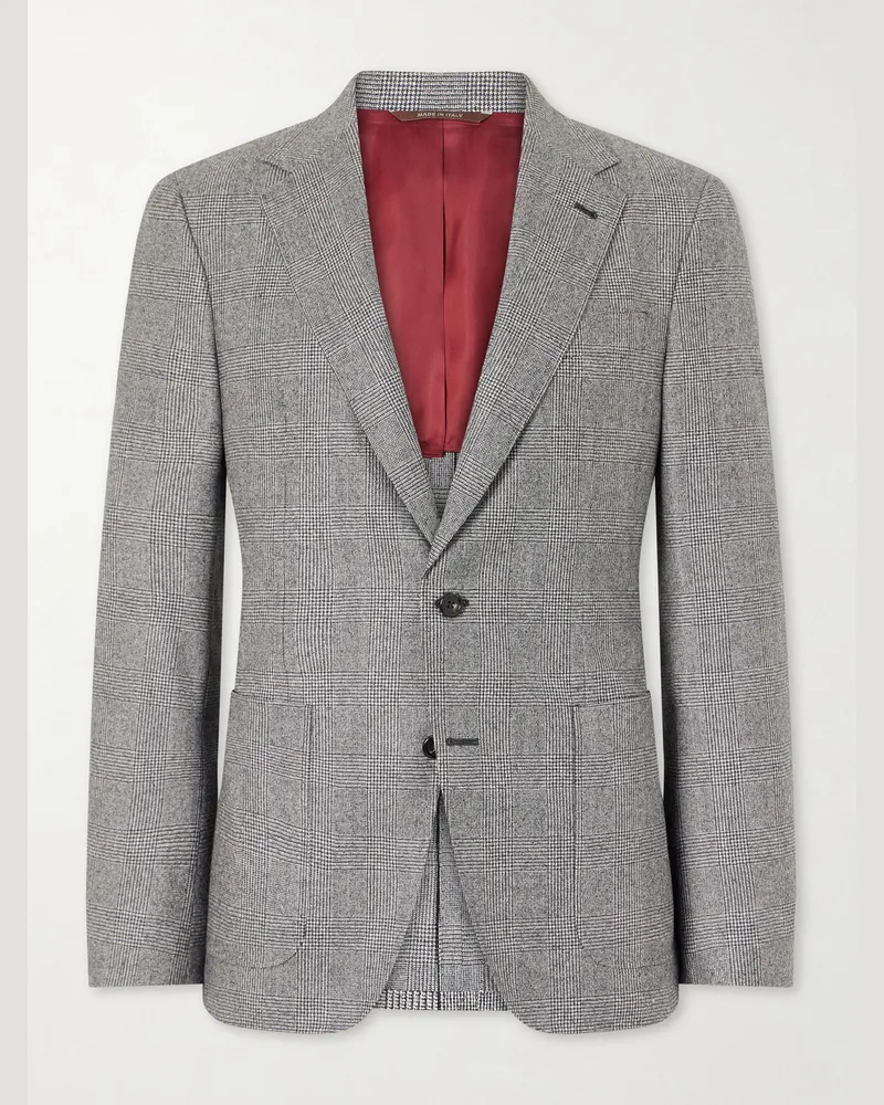 Canali Prince of Wales Wool Blazer Gray