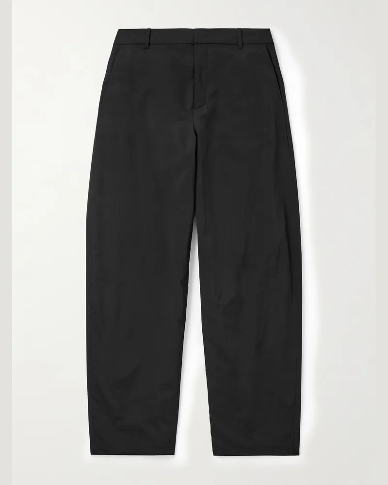 AMOMENTO Straight-Leg Taffeta Trousers Black