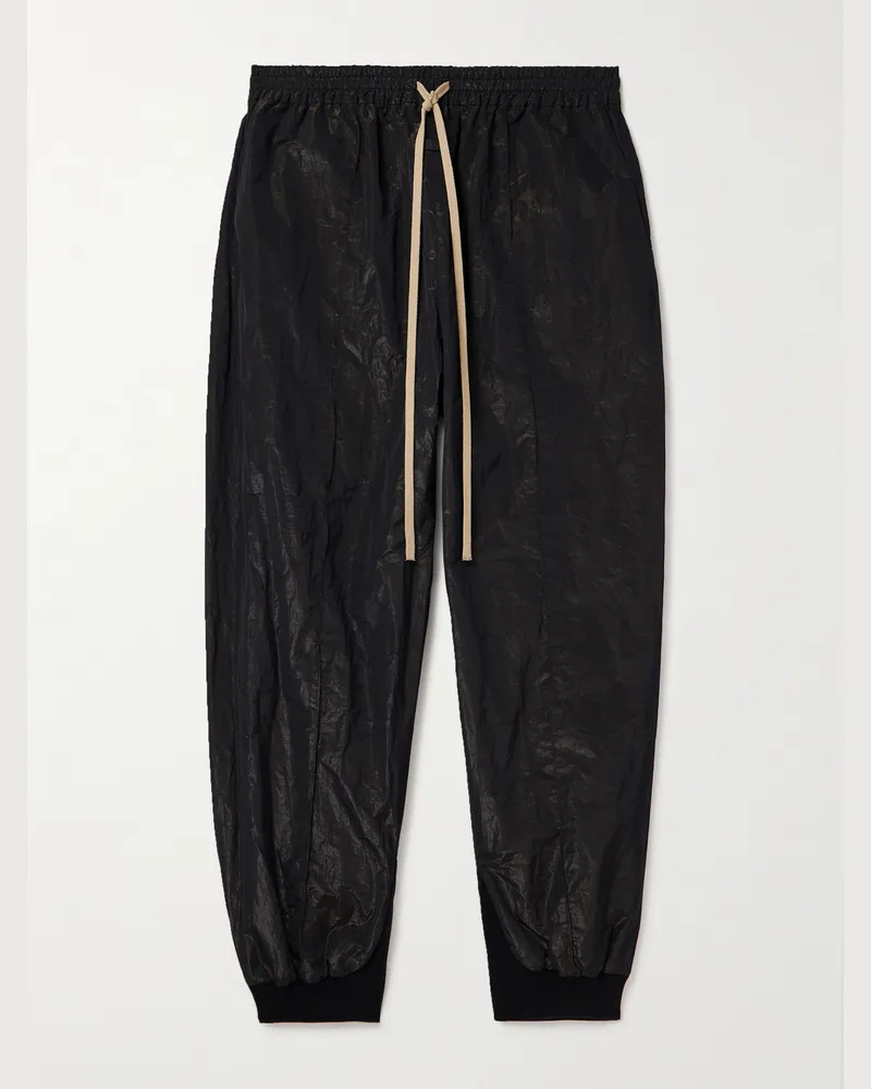 Fear of God Schmal zulaufende Jogginghose aus Shell in Knitteroptik mit Logoapplikation Schwarz