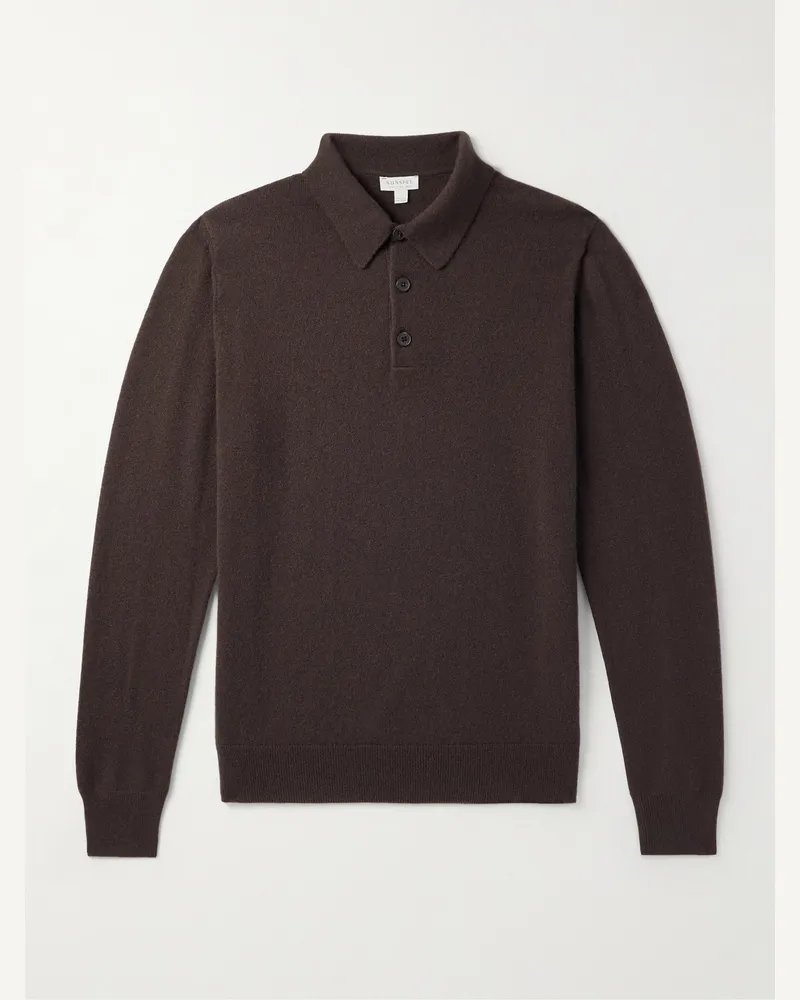 Sunspel Pullover aus Kaschmir mit Polokragen Braun