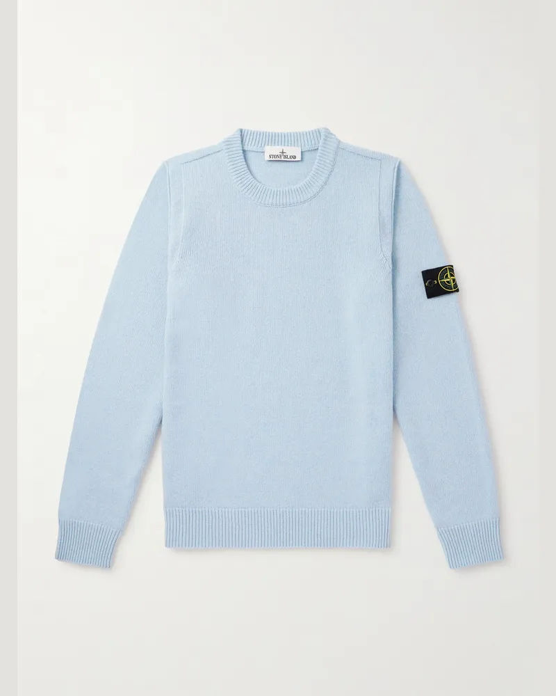 Stone Island Pullover aus einer Wollmischung mit Logodetail Blau