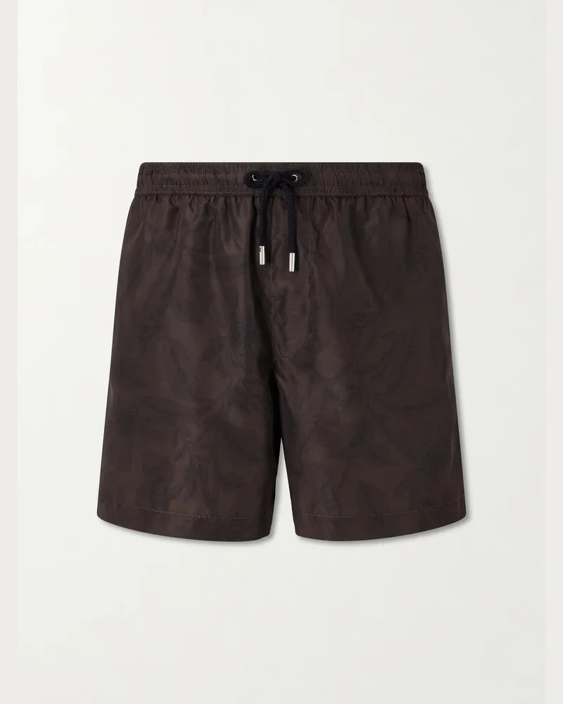 MR P. Straight-Leg Floral-Print Swim Shorts Brown