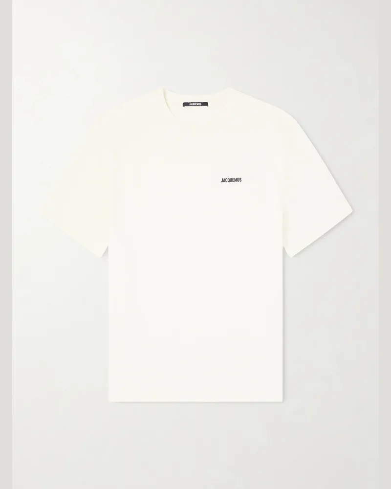 Jacquemus Logo-Appliquéd Cotton-Jersey T-Shirt Neutrals